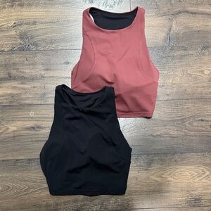 HALARA Racerback Backless Cut Out Crisscross Workout Tank - Black & Red Mahogany